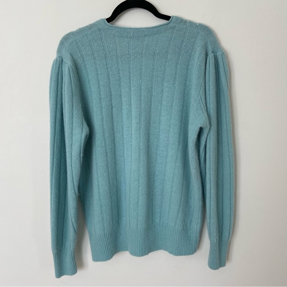 Vintage Braemar Petites Angora Lambswool Cardigan Pearl Detail Sweater sz Medium - Picture 6 of 9